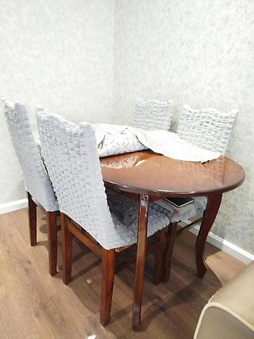 dekor taxta: Mətbəx üçün, Açılmayan, Oval masa, 4 stul — 2