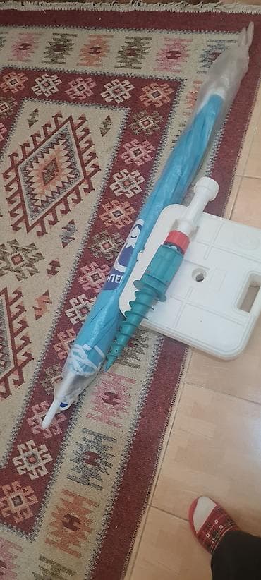 пляжный зонт: Bağ/çimərlik çətiri üçün dəst - Böyük ölçülü mavi günəş çətiri — 1