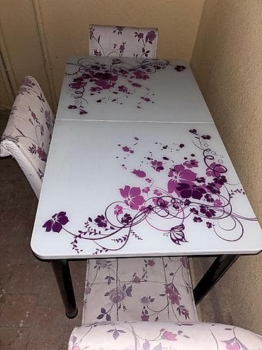 Mətbəx üçün, Açılan, Dördbucaq masa, 4 stul