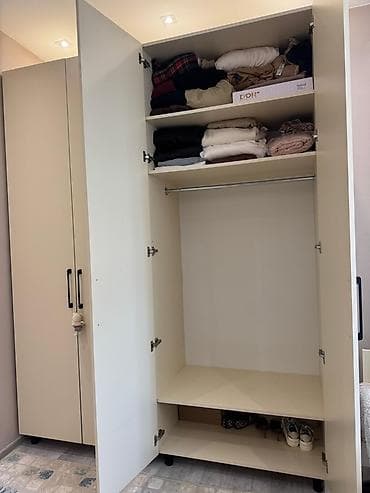 acilib yigilan stol: 4 qapılı, Siyirməli, Bej, Açılan, Düz dolab — 1
