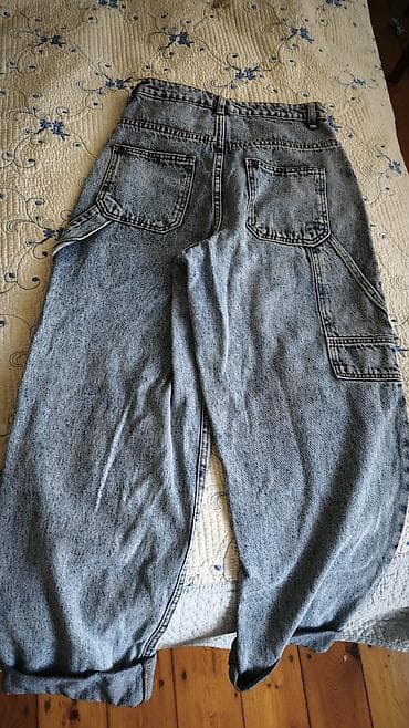 bot kişi: Vintage üslubda cins şalvarlar - Rəng: açıq-boz/stonewash - Kəsim — 2