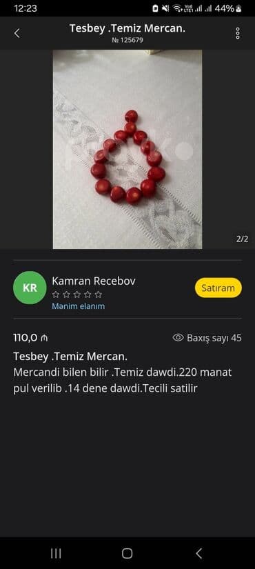 жевательный кальций атоми цена: Təsbeh – təmiz mercan - Material: təbii qırmızı mercan - Dənə sayı — 1