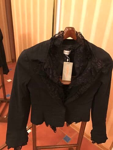 qara cins pencekler: Пиджак спорт /классика джинс/кружева франция черный увет на заклепках — 3