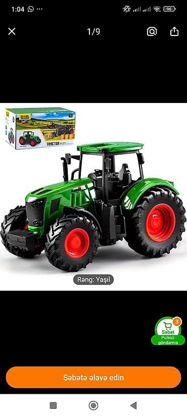 İdman və hobbi: Uşaq oyuncağı – Yaşıl traktor modeli - Rəng: Yaşıl (qırmızı təkər — 3