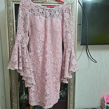 gupur donlar: Zərif qızılı-çəhrayı rəngdə krujeva don - Model: Düz kəsimli, dizə — 4