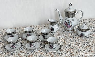 caskalar: Çay dəsti, rəng - Ağ, Farfor, Yaponiya — 1