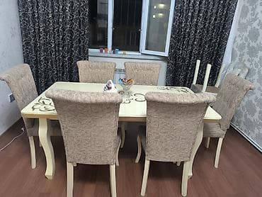 stulla: Qonaq otağı üçün, Açılmayan, Dördbucaq masa, 6 stul — 1