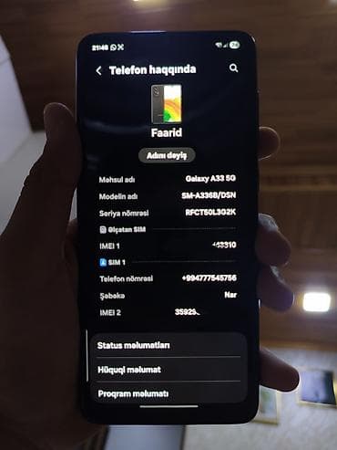 redmi note 15 qiyməti: Samsung Galaxy A33 5G, 128 GB, rəng - Qara, Barmaq izi, Face ID — 4