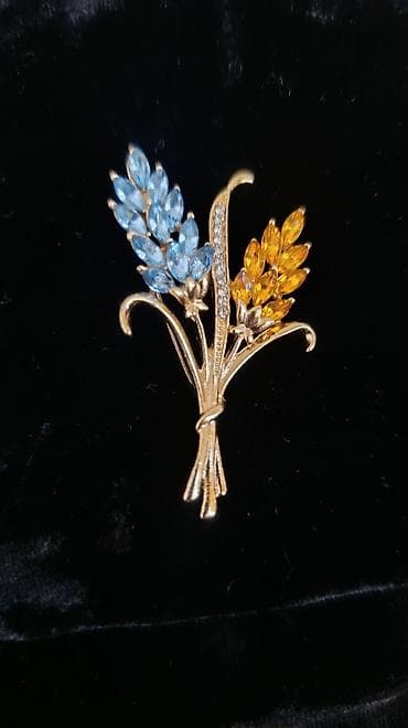 cantalar: Qızılı rəngli floral broş - Dizayn: İki sünbül şəklində floral — 2