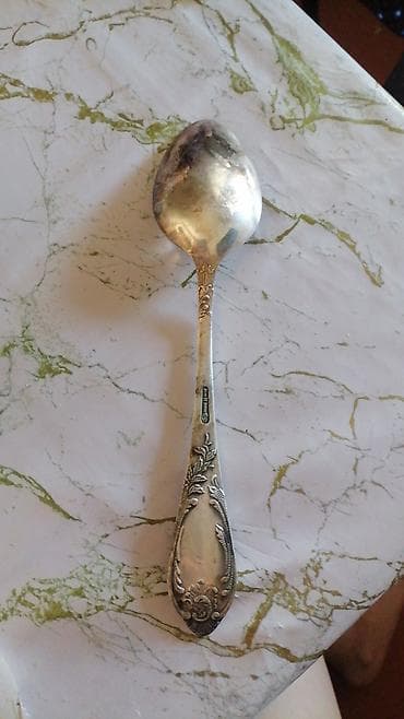 palma gülü: Antik üslublu metal yemək qaşıqları – bəzəkli dəst - Material: gümüş — 2