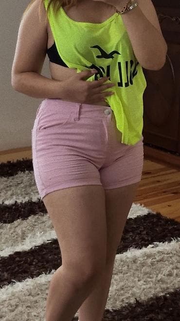 sortlar: Qadın şortu – açıq çəhrayı rəngdə - Model: qısa, dar kəsim - Bel — 1