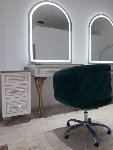 mebel güzgü: Güzgü Divar üçün, Kvadrat, Makiyaj üçün, Arxa işıqlı — 4