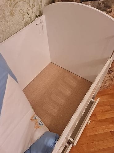 Beşiklər: Uşaq beşiyi – ağ rəngdə, klassik dizayn - Material: MDF/taxta — 5