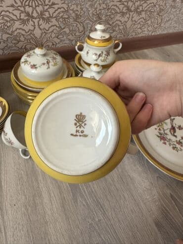 havanın temperaturunu ölçən cihaz: Çay dəsti, rəng - Ağ, Farfor, 6 nəfərlik — 3