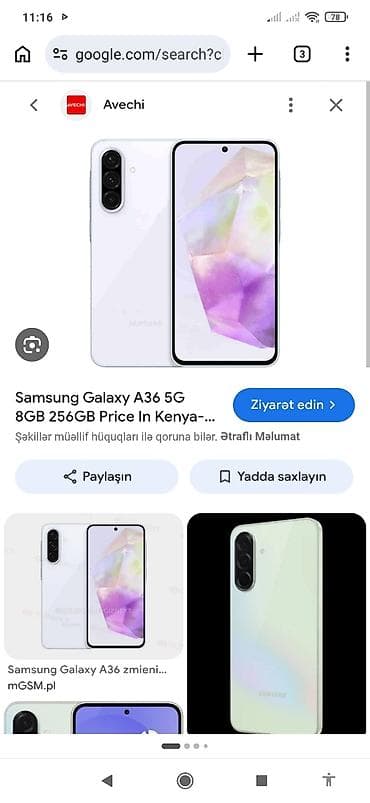 samsung s20f: Samsung Galaxy A36, 256 GB, rəng - Ağ — 2