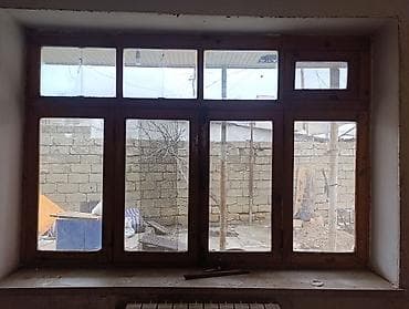 Divar kağızları, oboy: Taxta çərçivəli çoxbölməli pəncərə ölçü 225*150 ye taxda pencere — 3