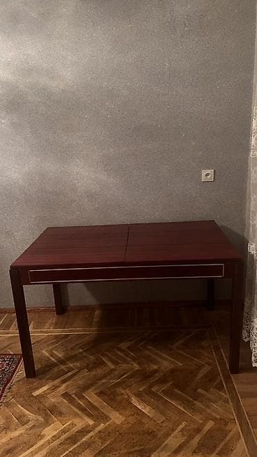 matras ucuz: Qonaq otağı və yemək otağı üçün taxta masa və stul dəsti - Masa: tünd — 1