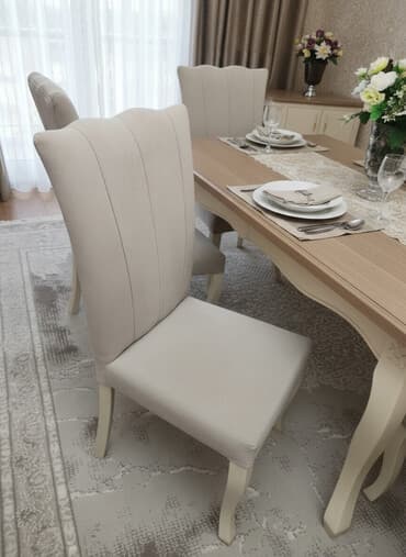 açar dest: Qonaq otağı üçün, İşlənmiş, Açılan, Dördbucaq masa, 6 stul — 2