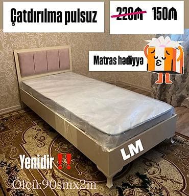 Tek nəfərlik çarpayı – ölçü: 90 sm x 2 m. - Rəng: krem tonlarında lalafo.az -da Tek nəfərlik çarpayı – ölçü: 90 sm x 2 m. - Rəng: krem tonlarında