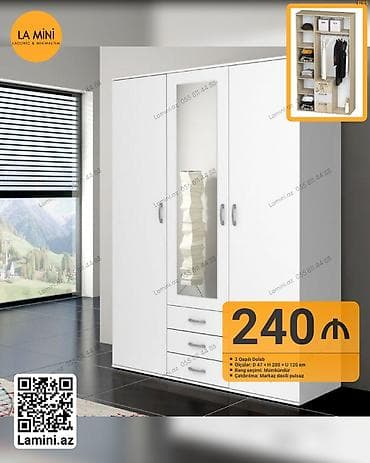 qarderov: 3 qapılı, Siyirməli, Ağ, Digər material, Açılan, Düz dolab — 1