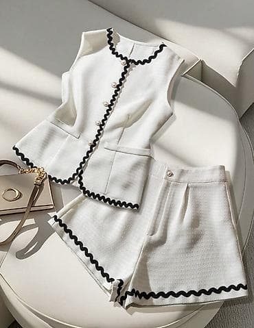 SHEİN TƏZƏ Qadın dəst – ağ rəngli, qolsuz jilet və şort - İki