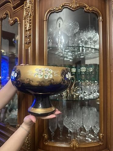 Məişət qabları dəsti - Boyalı, əl naxışlı dekorlu, ayaqlı iri