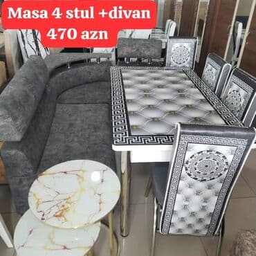 mətbəx ucun stol stullar: Mətbəx üçün, Yeni, Açılan, Dördbucaq masa, 4 stul — 1