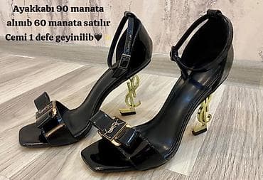 ysl ayaqqabı: Qadın açıq burunlu, ayaq biləyi qayışlı yüksək daban ayaqqabı. - Rəng — 1