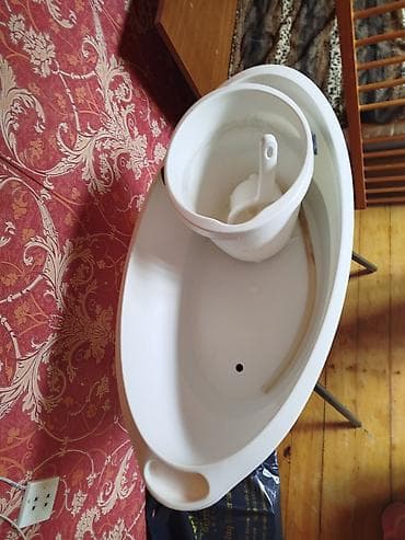 plastik qab: Uşaq vannası və stendi - Ergonomik oval formalı plastik uşaq vannası — 2