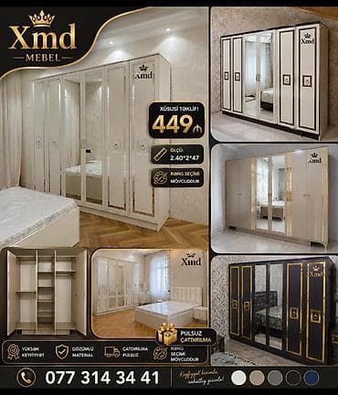 Xmd Mebel – Elegant qarderob dolabları - Model: güzgülü, 5 bölməli