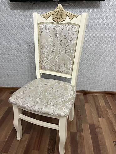 ikinci el termolar: Klassik üslubda taxta stul (6ədəd) - Rəng: krem (ağ-bej tonları) — 2