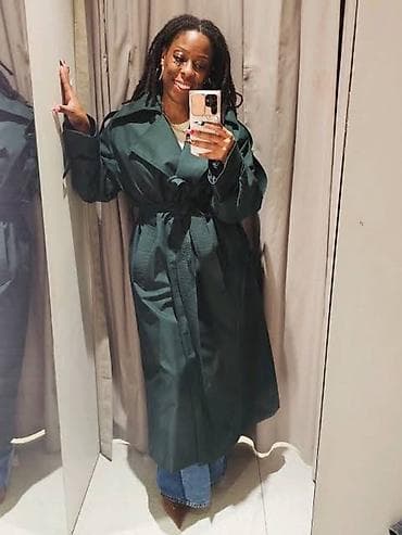 Оригинальный брендовый тренч Zara (Изумрудный / Water Repellent) — 2