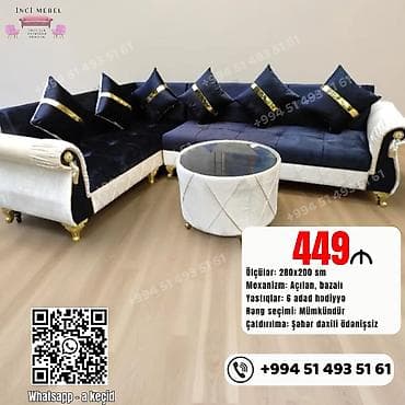 divan divan: Künc divan dəsti – klassik və zərif dizayn - Ölçü: 280x200 sm - — 1