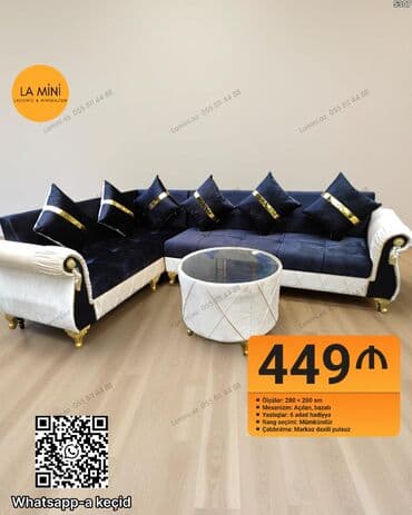 La Mini – künc divan dəsti - Ölçülər: 280 × 200 sm - Mexanizm