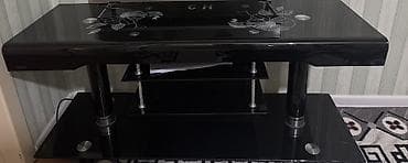 stend: Qara şüşə televiziya/mediacenter masası - Material: cilalanmış qara — 1
