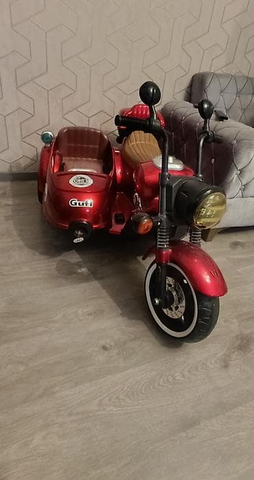 irşad uşaq maşınları: Uşaq üçün elektrikli motosiklet – yan kuzovlu model - Rəng: qırmızı — 1