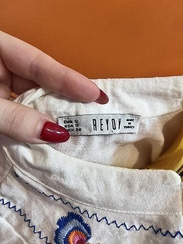 push up helanke: Bohem üslublu ağ qadın köynəyi – REYOV (Made in Turkey) - Material — 4