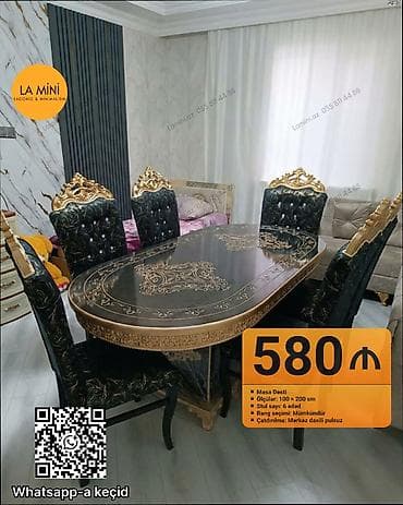 Qonaq otağı üçün, Açılmayan, Oval masa, 6 stul