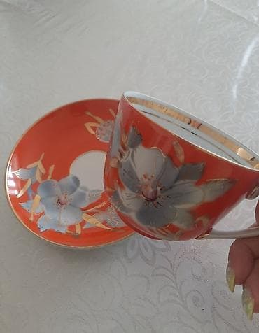 işlenmiş iran peçleri: Çay dəsti, rəng - Narıncı — 1