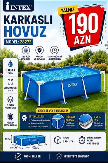 basen intex: Yeni Şişmə hovuz Intex, 4.1 - 5 m, 3501 - 4000 l — 4