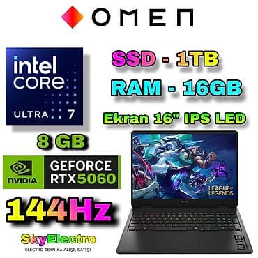 Yeni HP Omen, 16 ", Intel Core i7, 1 TB, Ödənişli çatdırılma, Rayonlara çatdırılma, Ünvandan götürmə