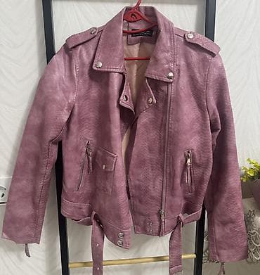 Qadın biker stili gödəkçə - Rəng: tünd çəhrayı/bozqırıq tonlarda