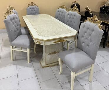 Qonaq otağı üçün, Yeni, Açılmayan, Dördbucaq masa, 6 stul