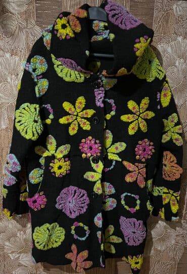 женские весенние кофты: Qadınlar üçün rəngli naxışlı palto - Material: qalın, isti toxuma — 1