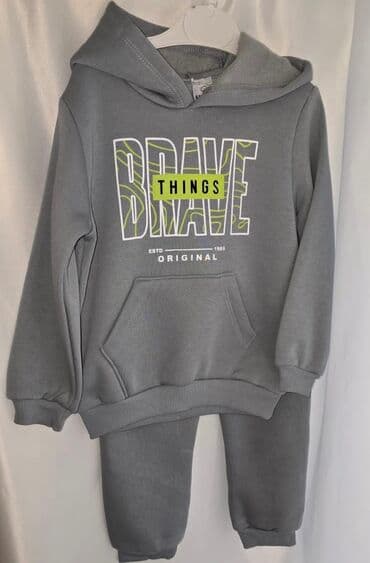 Uşaq idman dəsti - Rəng: bozumtul (boz) - 2 hissə: kapüşonlu