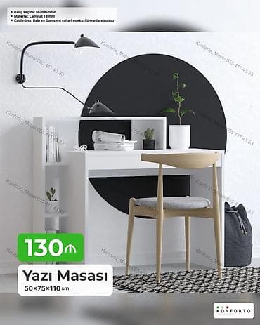 kitab refi: Düz masa, Stulsuz, Polkalı, Siyirməsiz, Sadə laminat — 1