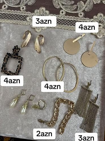 bil: Bijuteriya dəsti – müxtəlif modellər - Sırğalar: - Qara püsküllü — 3