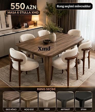 Masa və 6 stul dəsti – Xmd • Komplekt: 1 yemək masası + 6 ədəd stul lalafo.az -da Masa və 6 stul dəsti – Xmd • Komplekt: 1 yemək masası + 6 ədəd stul