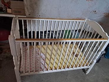kunc divanar: Uşaq beşiyi – taxta, klassik dizayn - Material: bərk taxta, ağ rəngdə — 6