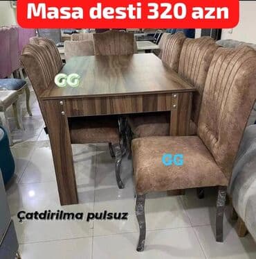 Qonaq otağı üçün, Açılmayan, Dördbucaq masa, 6 stul